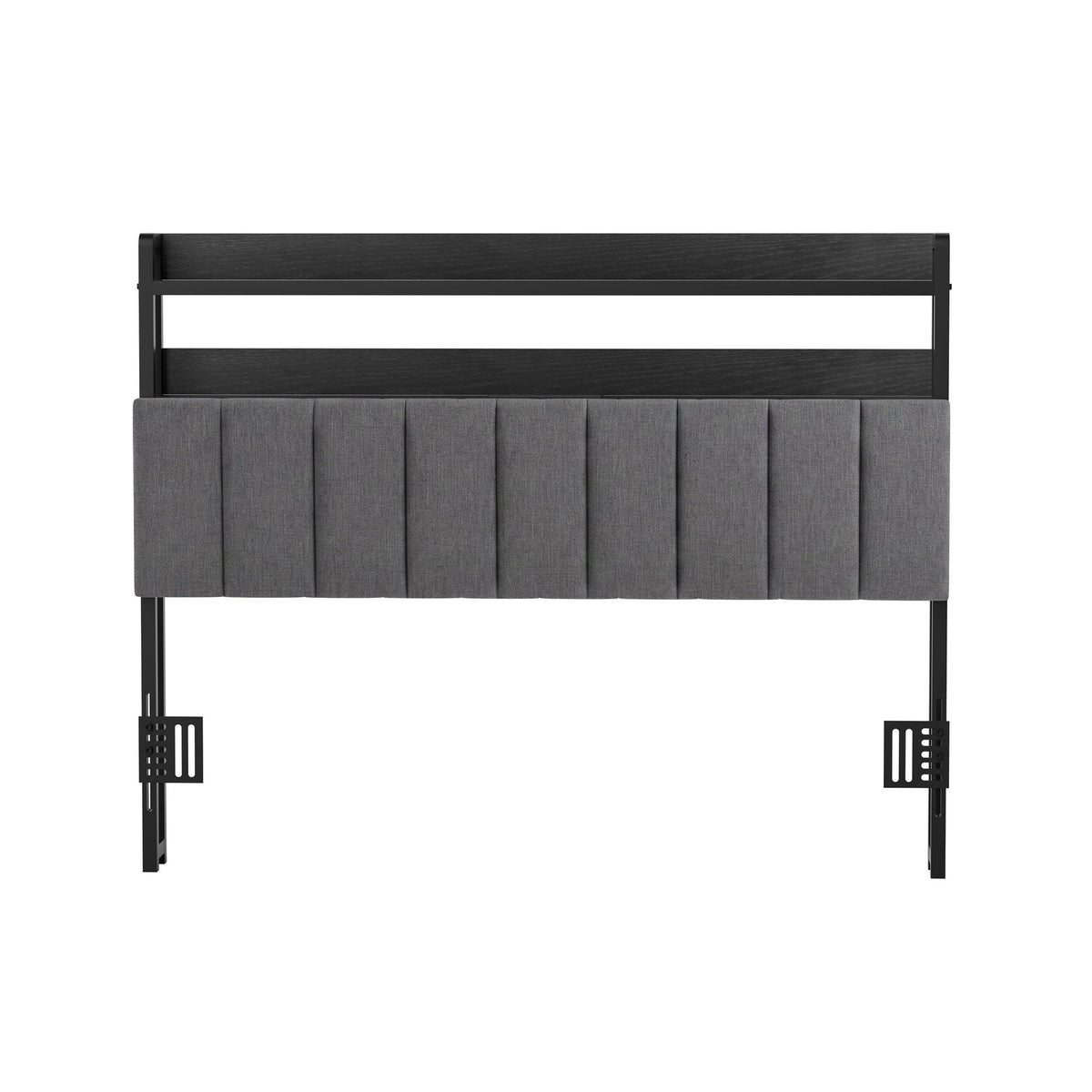 Artiss Double Headboard Charging Station Storage LED Light Grey Upholstered
