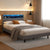 Artiss Bed Frame King Single Size LED Mattress Base Platform with Storage Shelf Hidden Storage Box Grey