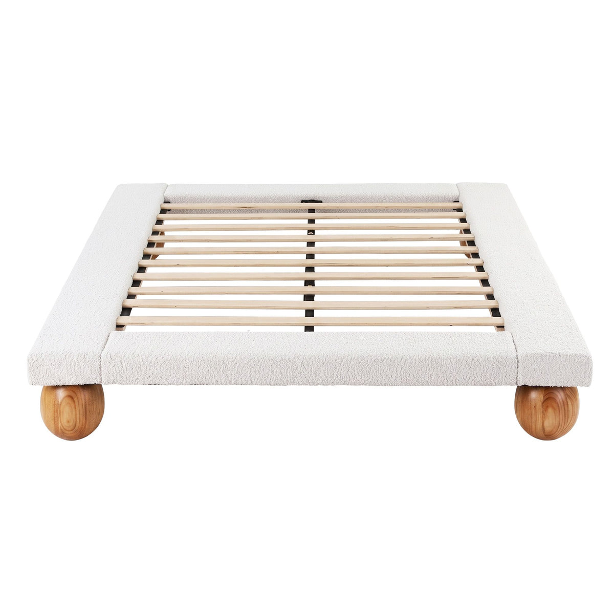 Artiss Queen Bed Frame with Boucle Upholstery and Solid Rubber Wood Legs