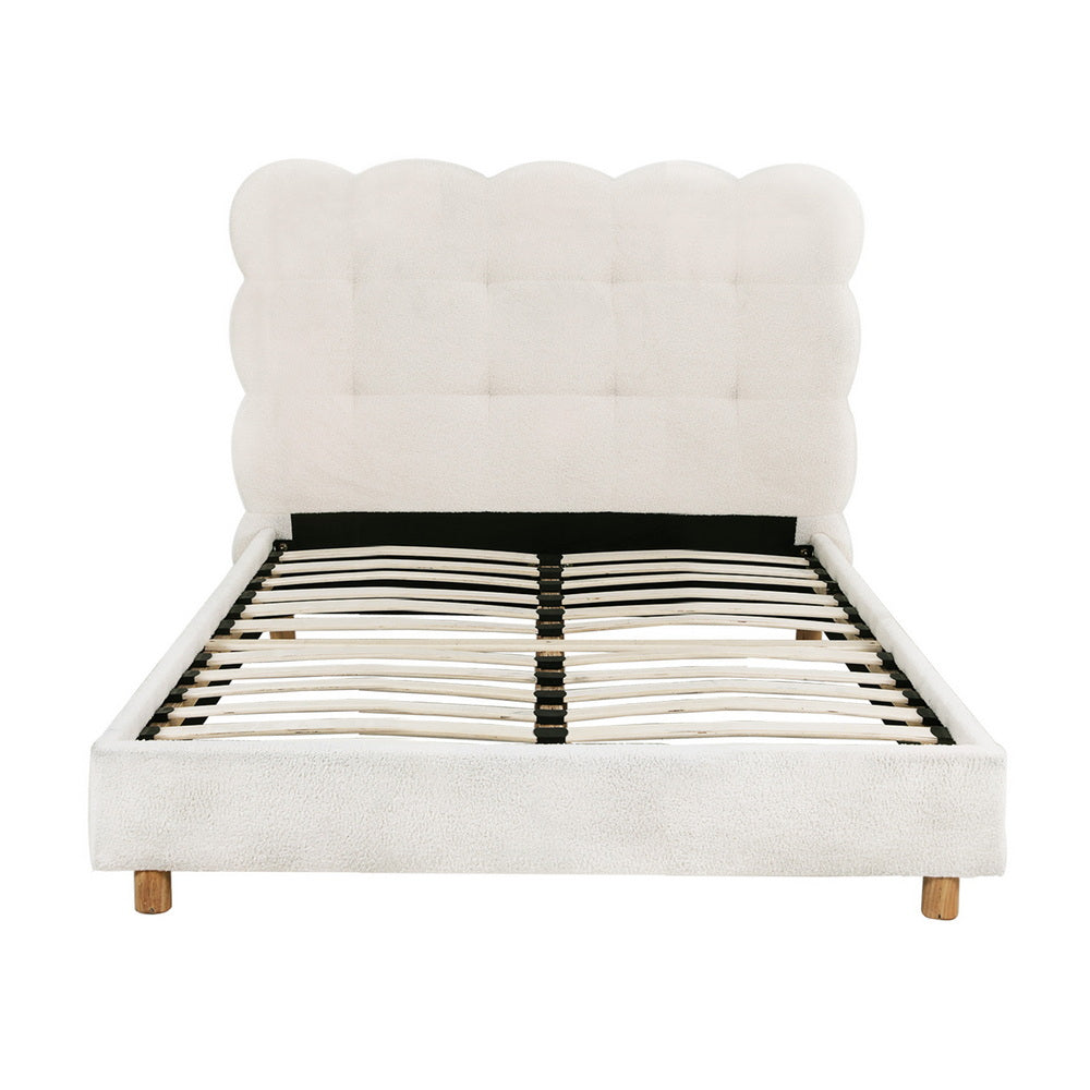 Artiss King Single Bed Frame Cloud Headboard Boucle Fabric Mattress Platform Base White
