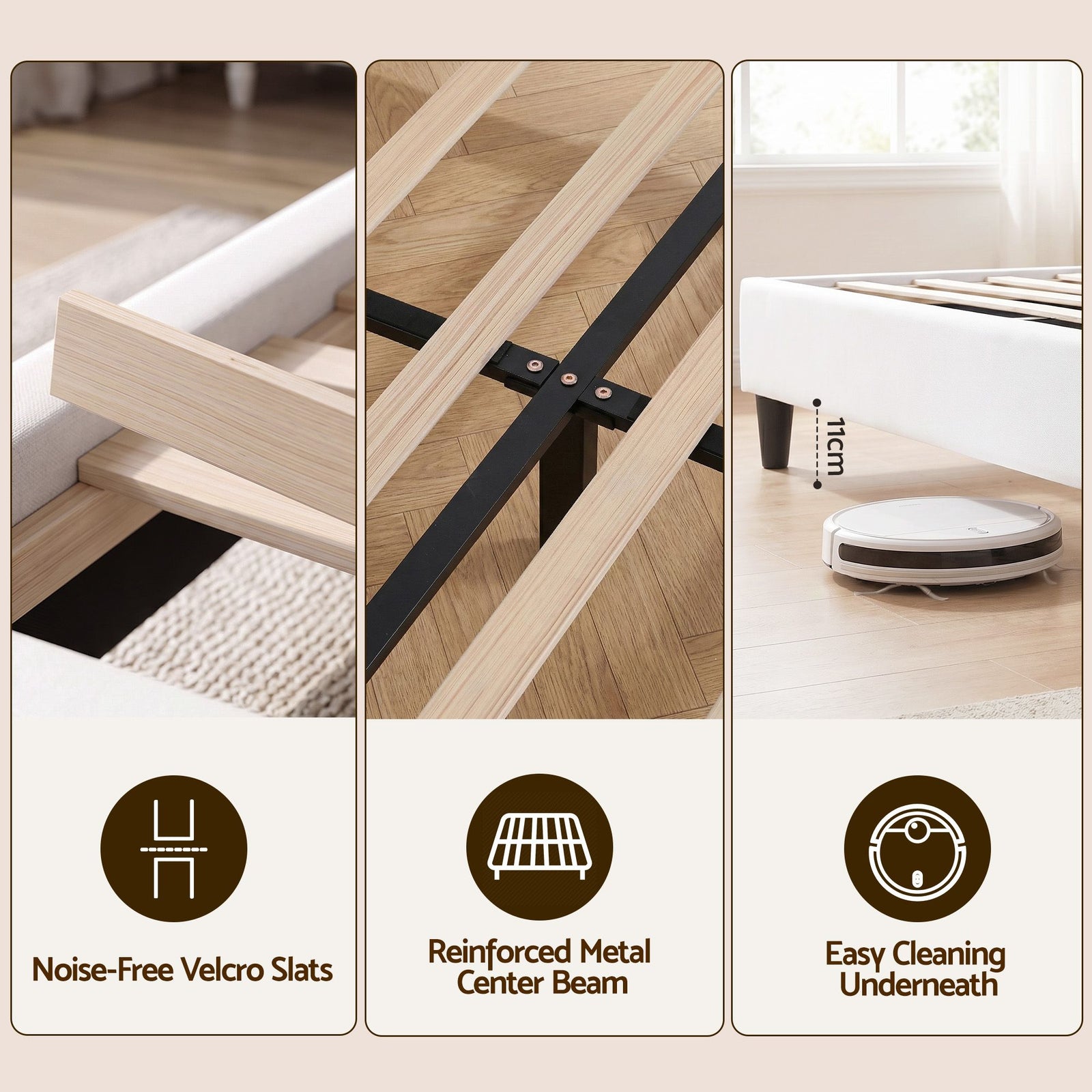 Artiss Double Bed Frame with Adjustable Headboard Platform Base Linen Fabric Charging Ports