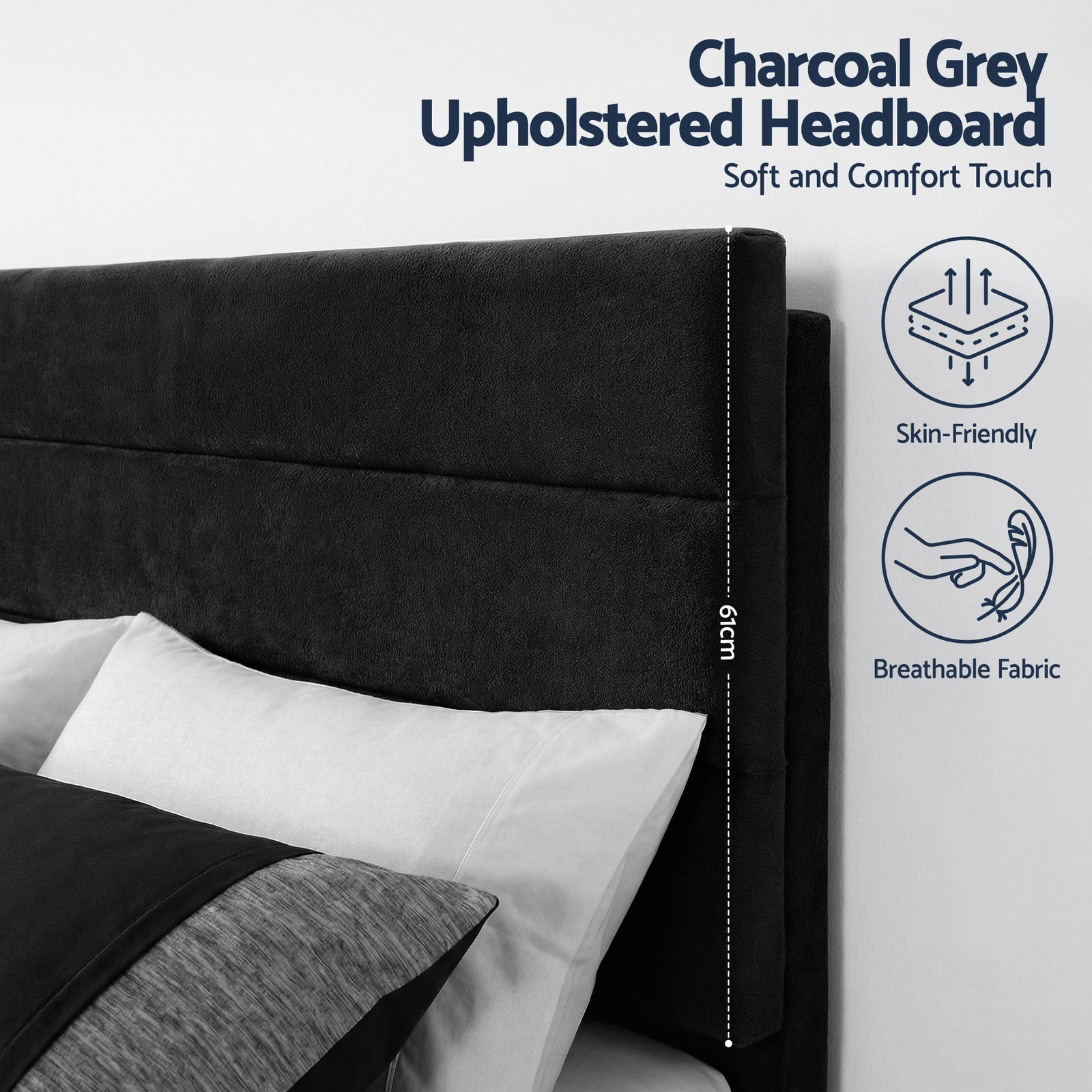Artiss Double Bed Frame Upholstered Platform Base with Geometric Headboard Black Velvet
