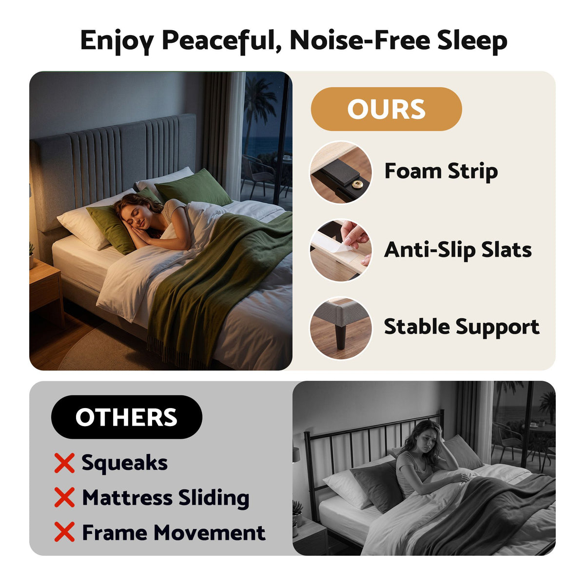Artiss Queen Bed Frame with Adjustable Headboard, Grey, 300kg Capacity