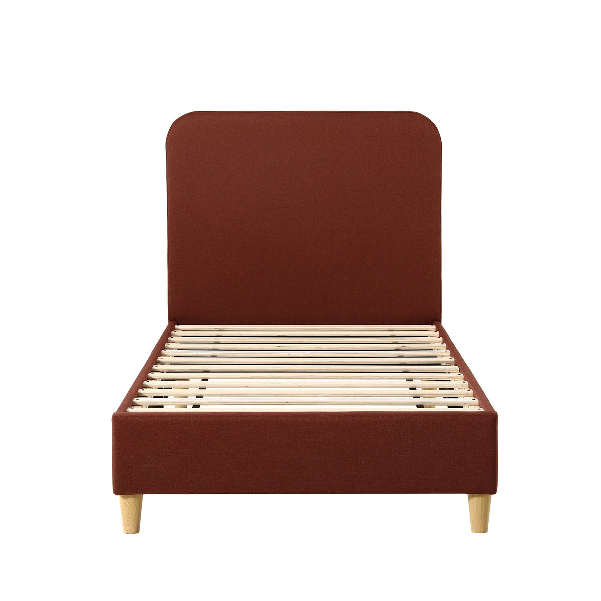 Artiss Single Bed Frame with Headboard, Faux Linen Fabric Brown
