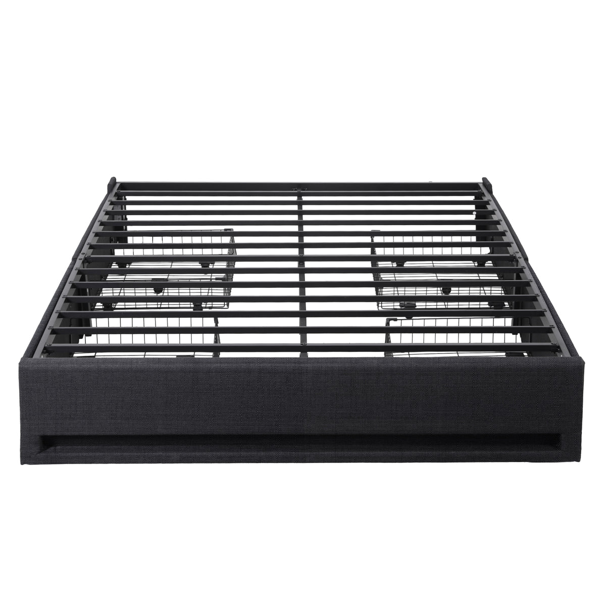 Artiss Queen Bed Frame with Storage Drawers RGB Lights Charging Station Upholstered Fabric