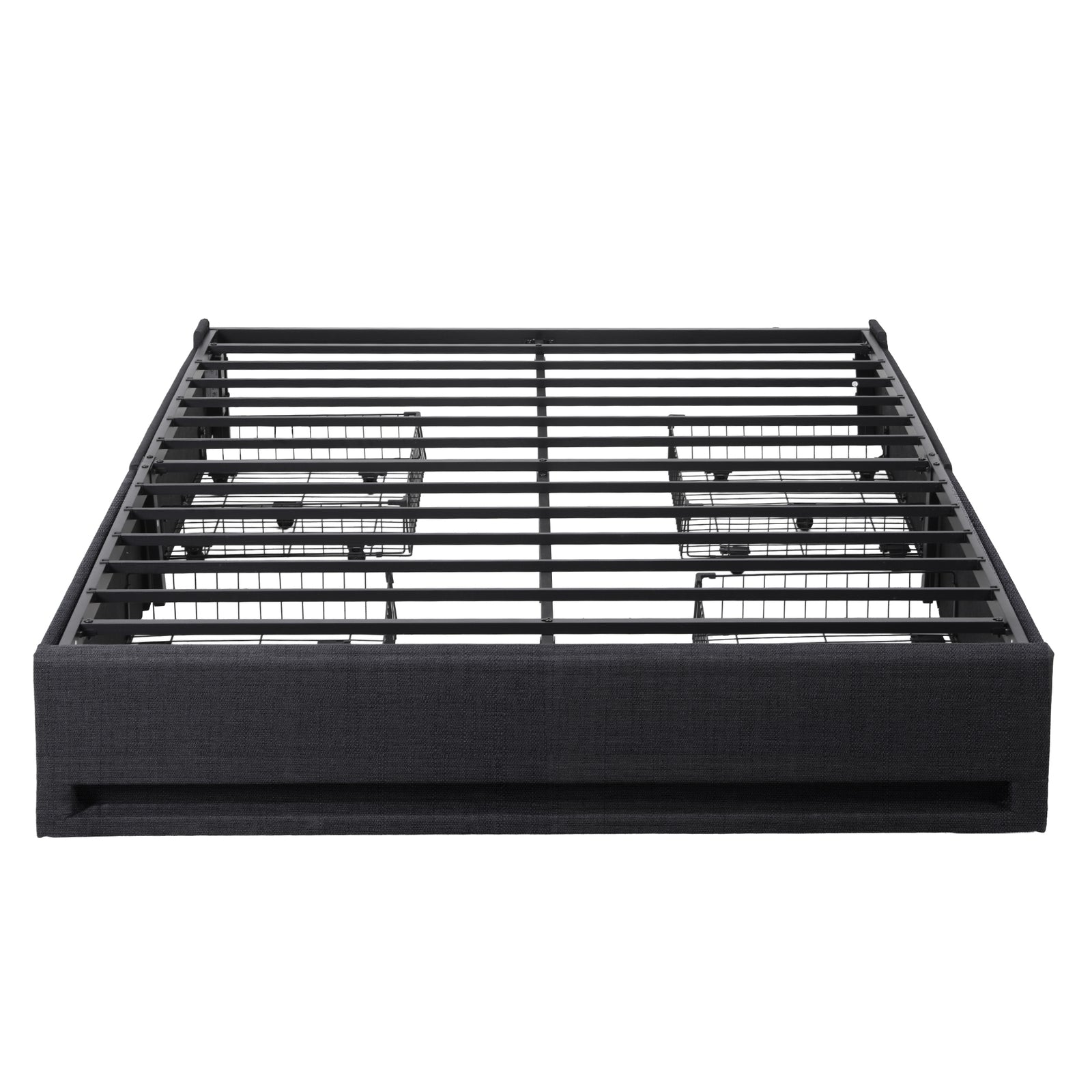 Artiss Queen Bed Frame with Storage Drawers RGB Lights Charging Station Upholstered Fabric