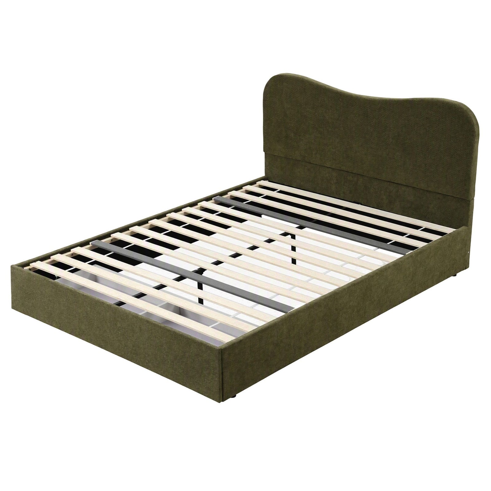 Artiss Queen Bed Frame with Storage Drawer, Chenille Curved Headboard