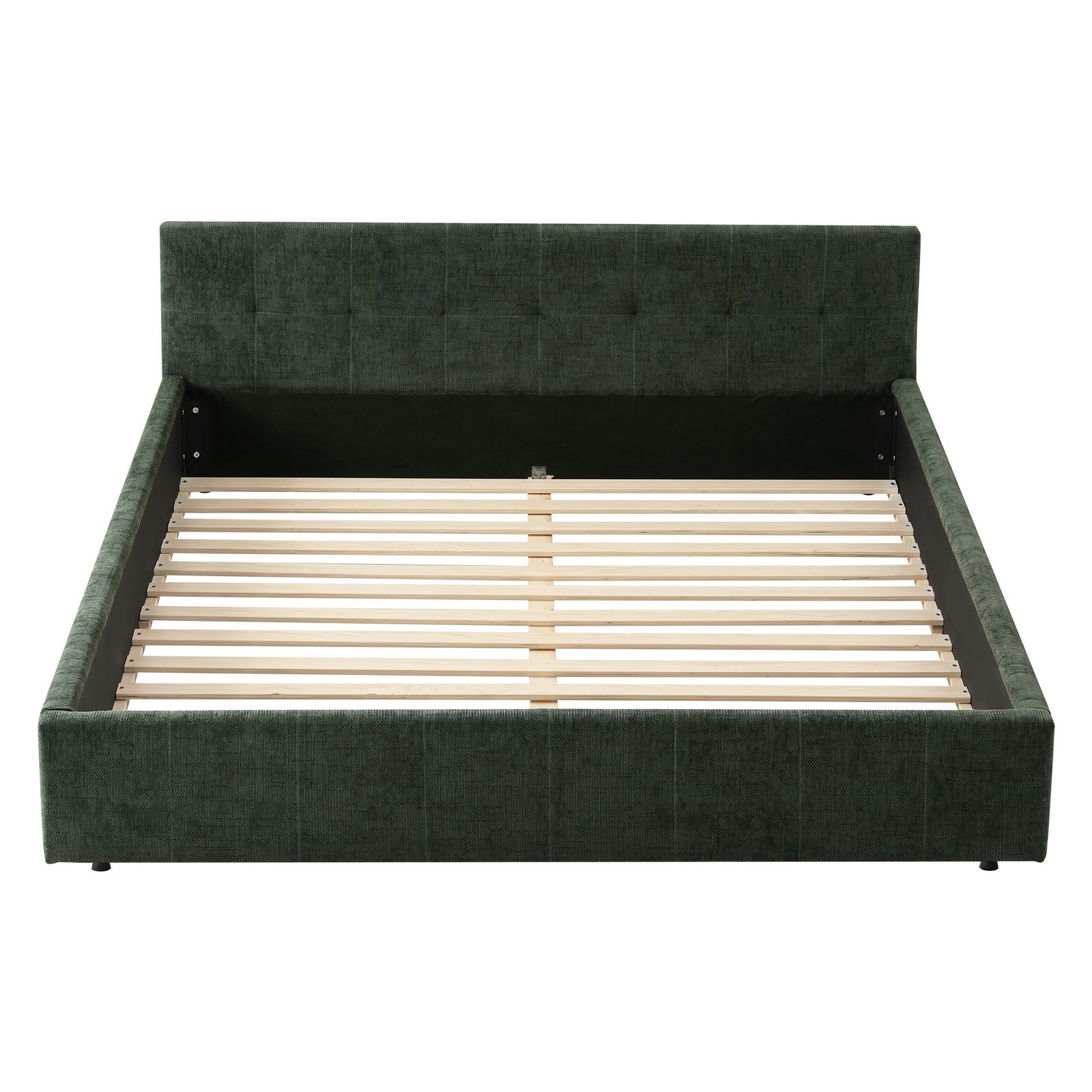 Artiss Double Bed Frame Chenille Heavy Duty Platform Base Green 300kg Support No Box Spring Needed