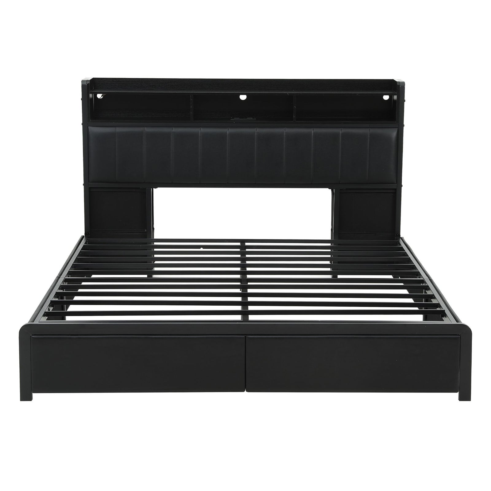 Artiss King Bed Frame with Storage Headboard, 2 Drawers, Charging Station & LED Light