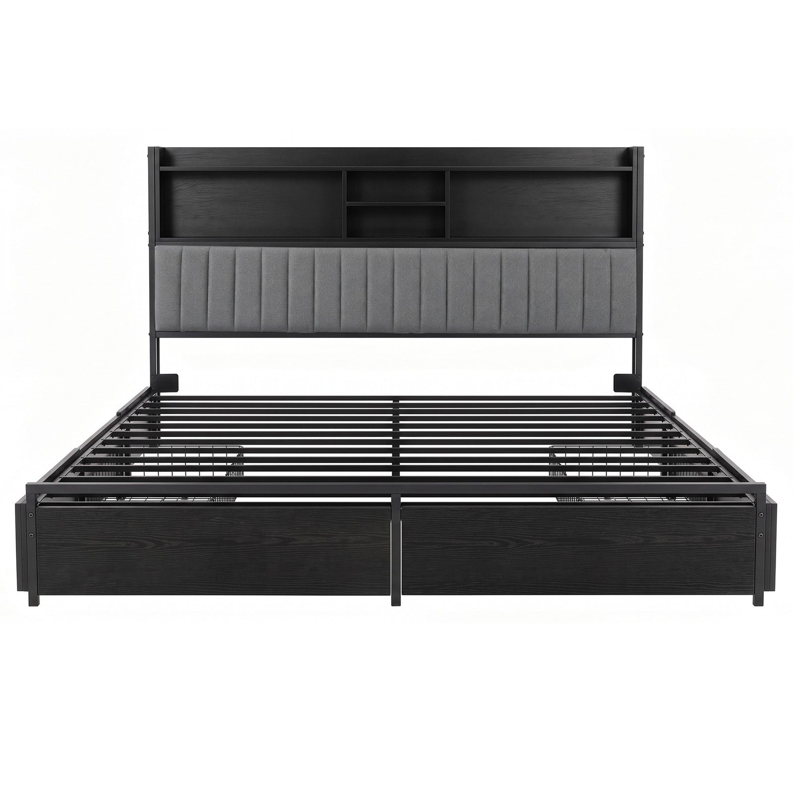 Artiss King Bed Frame with Storage, 4 Drawers and Charging Station