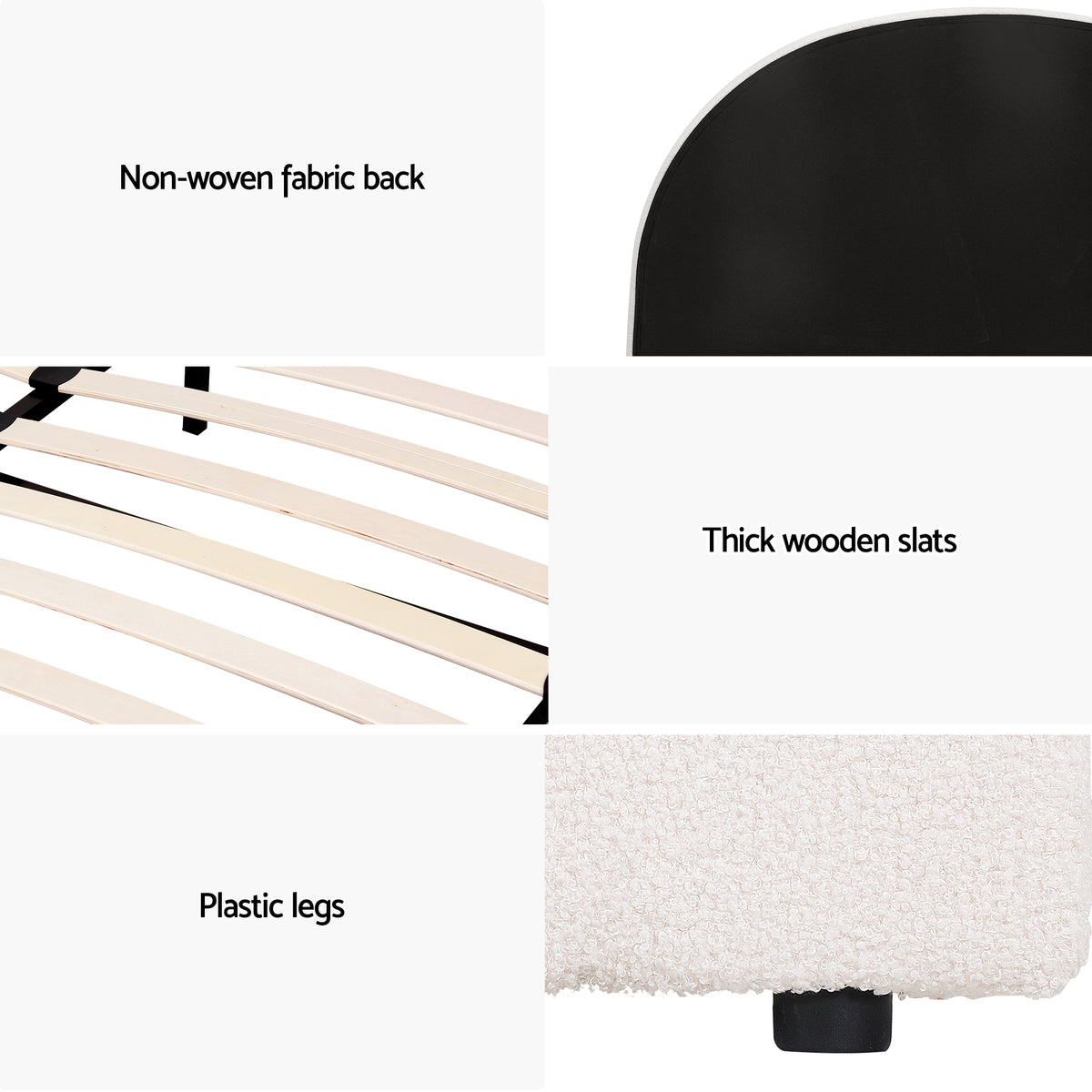 Artiss Gas Lift Queen Bed Frame with Bedside Table Set Boucle Fabric Upholstered Platform Bed Nightstand