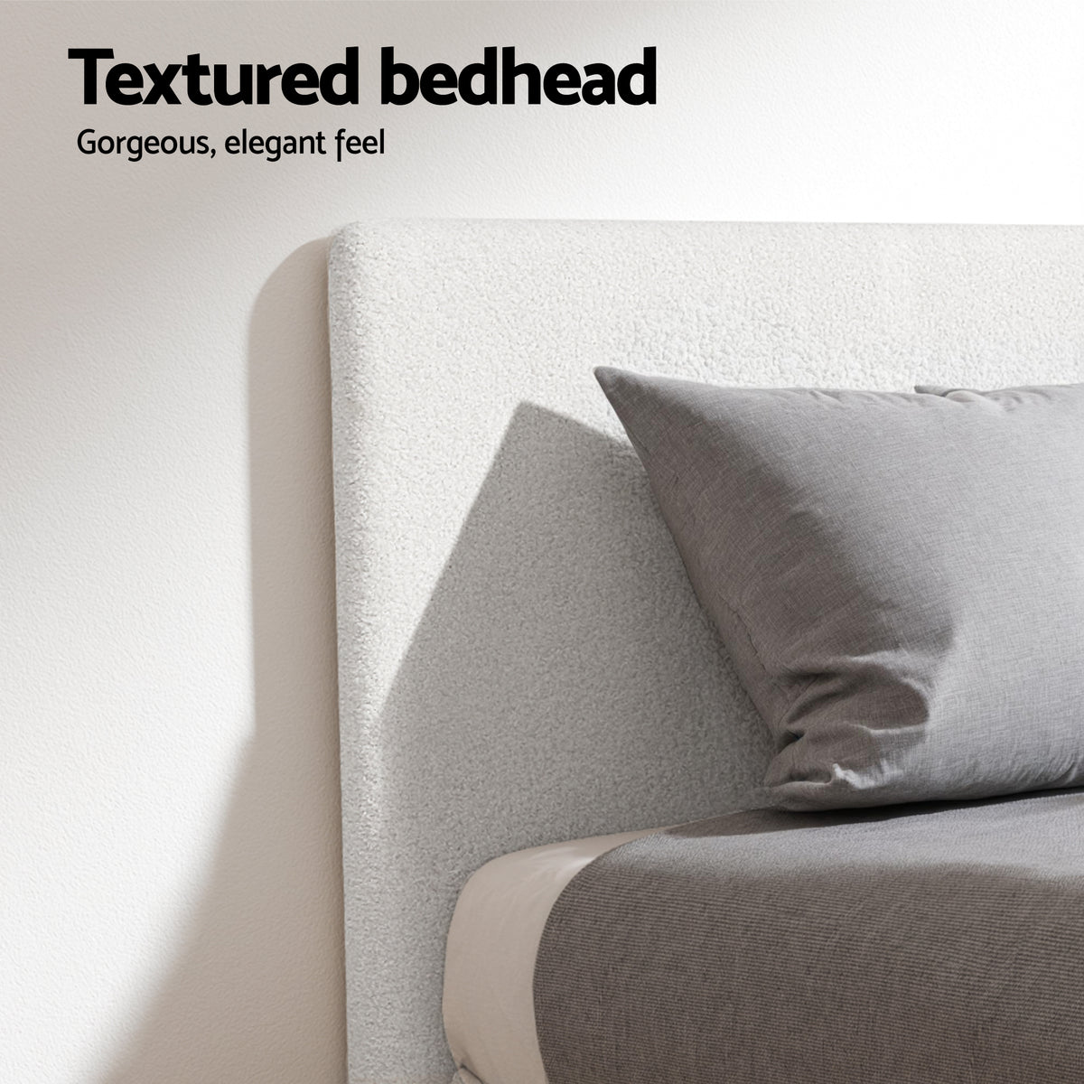 Artiss Single Bed Frame with Hybrid Mattress Set 30cm Medium Firm Platform Headboard Boucle Upholstered Pocket Coil for Pressure Relief