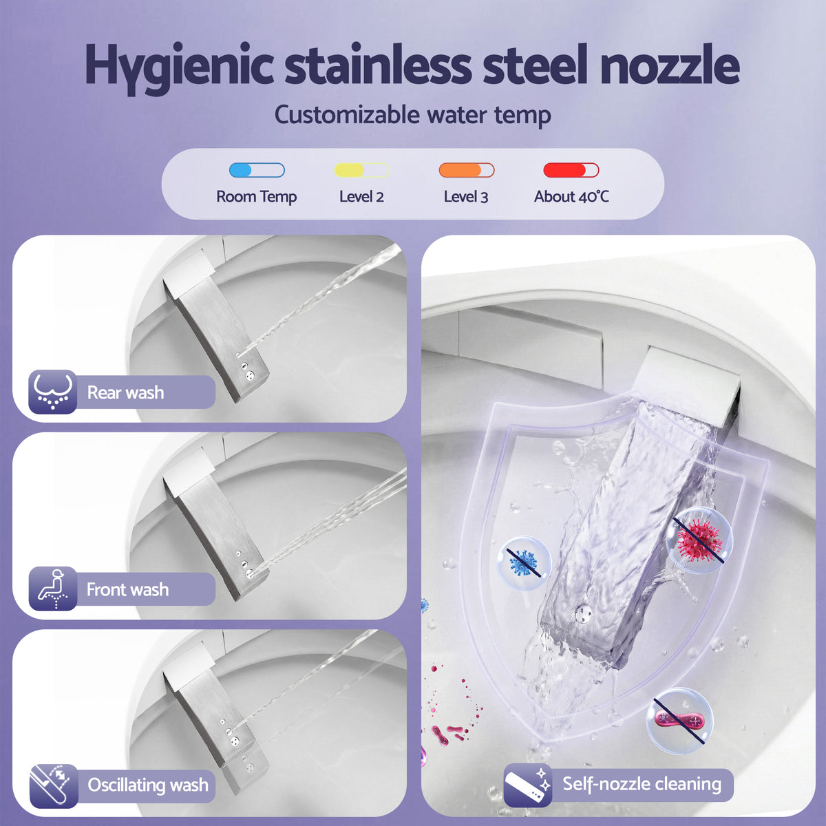 Cefito Electric Bidet Toilet Seat Cover Heated Warm Water Dryer LED Night Light