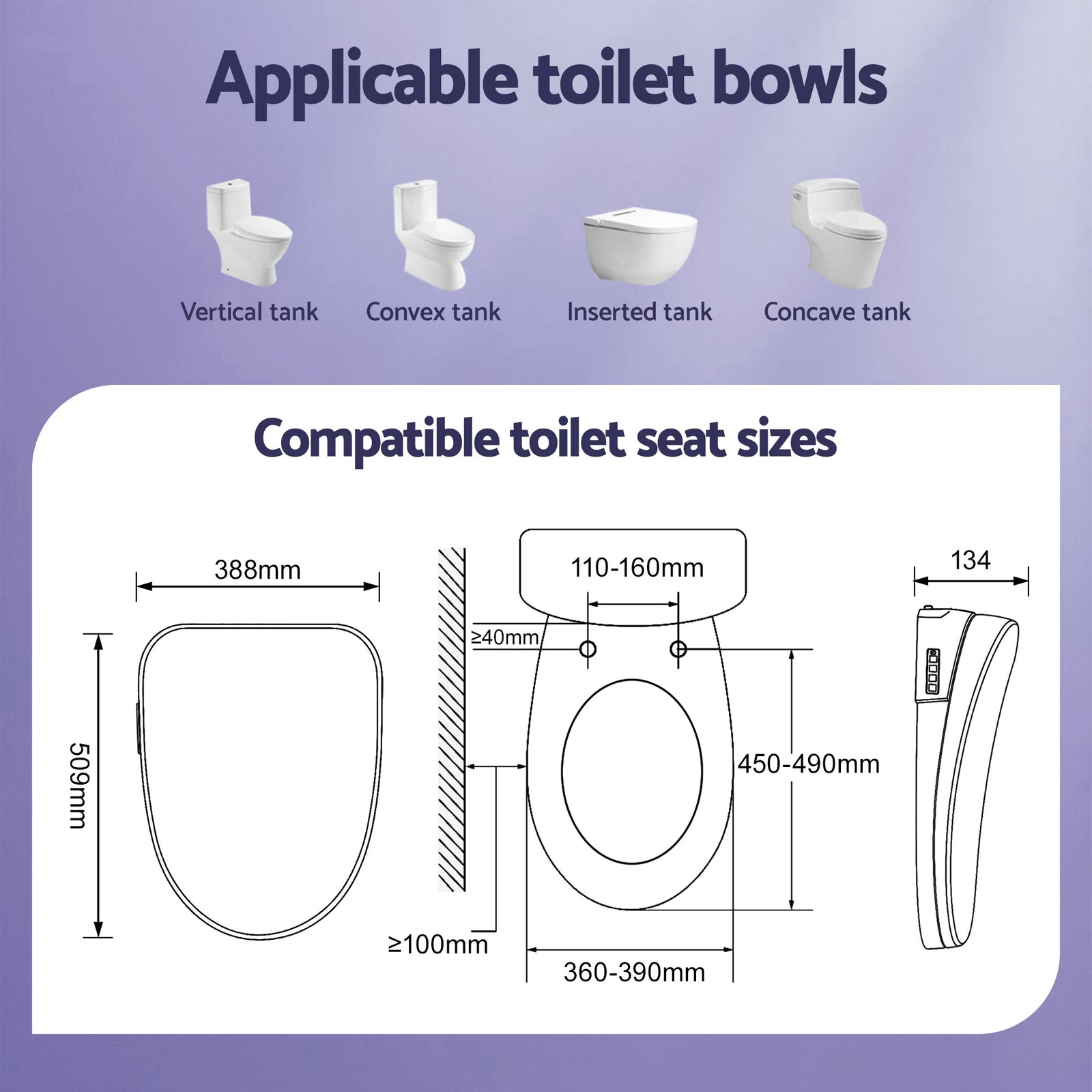 Cefito Smart Electric Bidet Toilet Seat Wireless Remote Heated Dryer Auto Wash