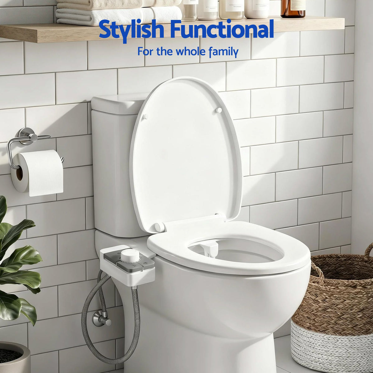 Cefito Non-Electric Ultra-Slim Bidet Attachment Detachable Bidet with Dual Nozzle Frontal &amp; Rear Wash Adjustable Water Pressure Cold Water Toilet Bide