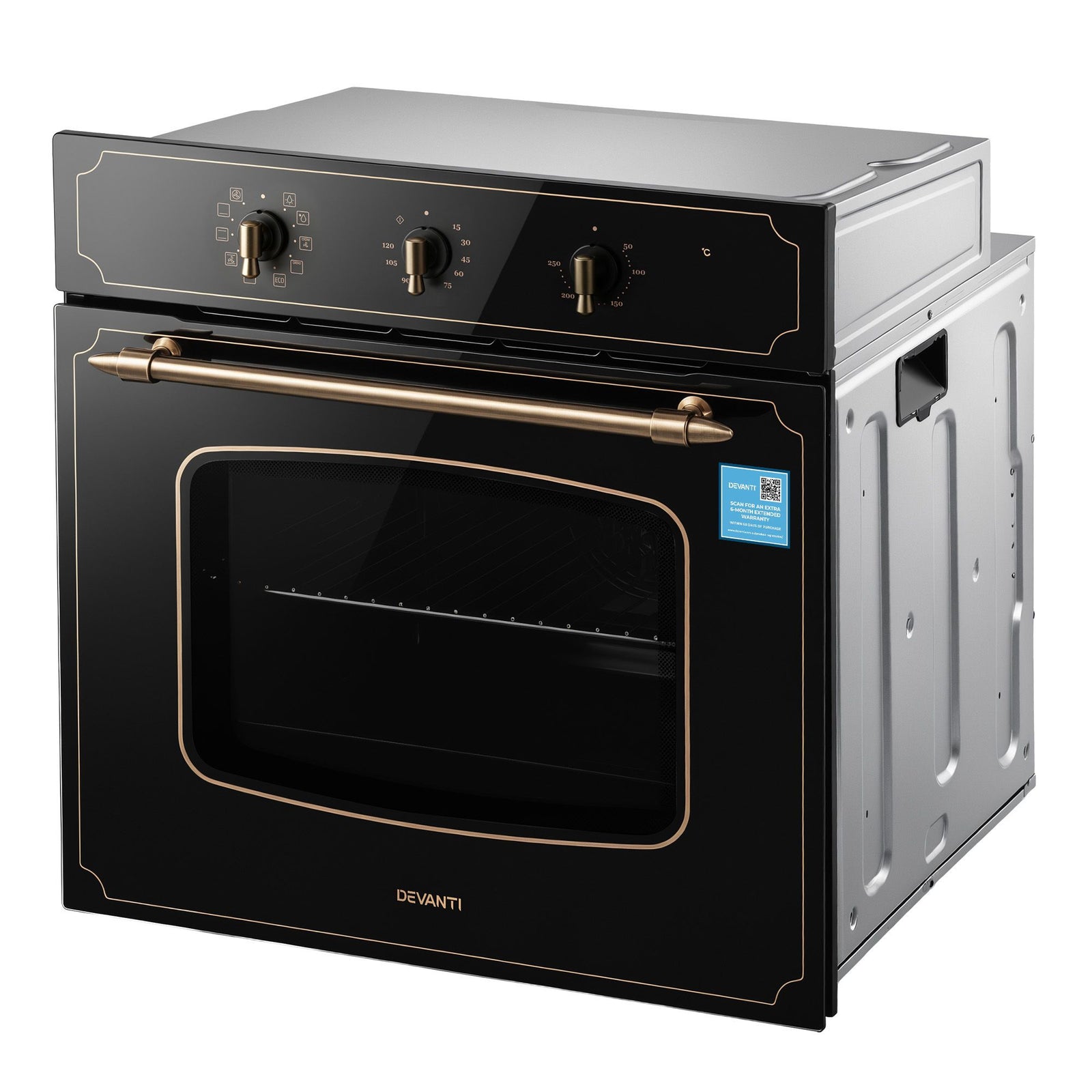 Devanti 60cm Built-In Electric Oven 80L Gross 9 Functions Black