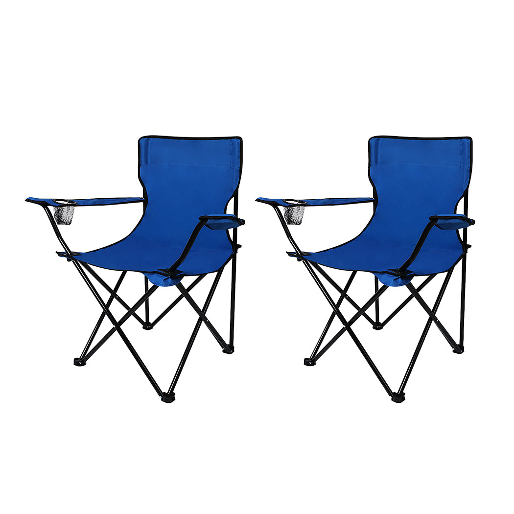 Levede Camping Chairs Folding Arm Foldable Blue-1954802875527991296