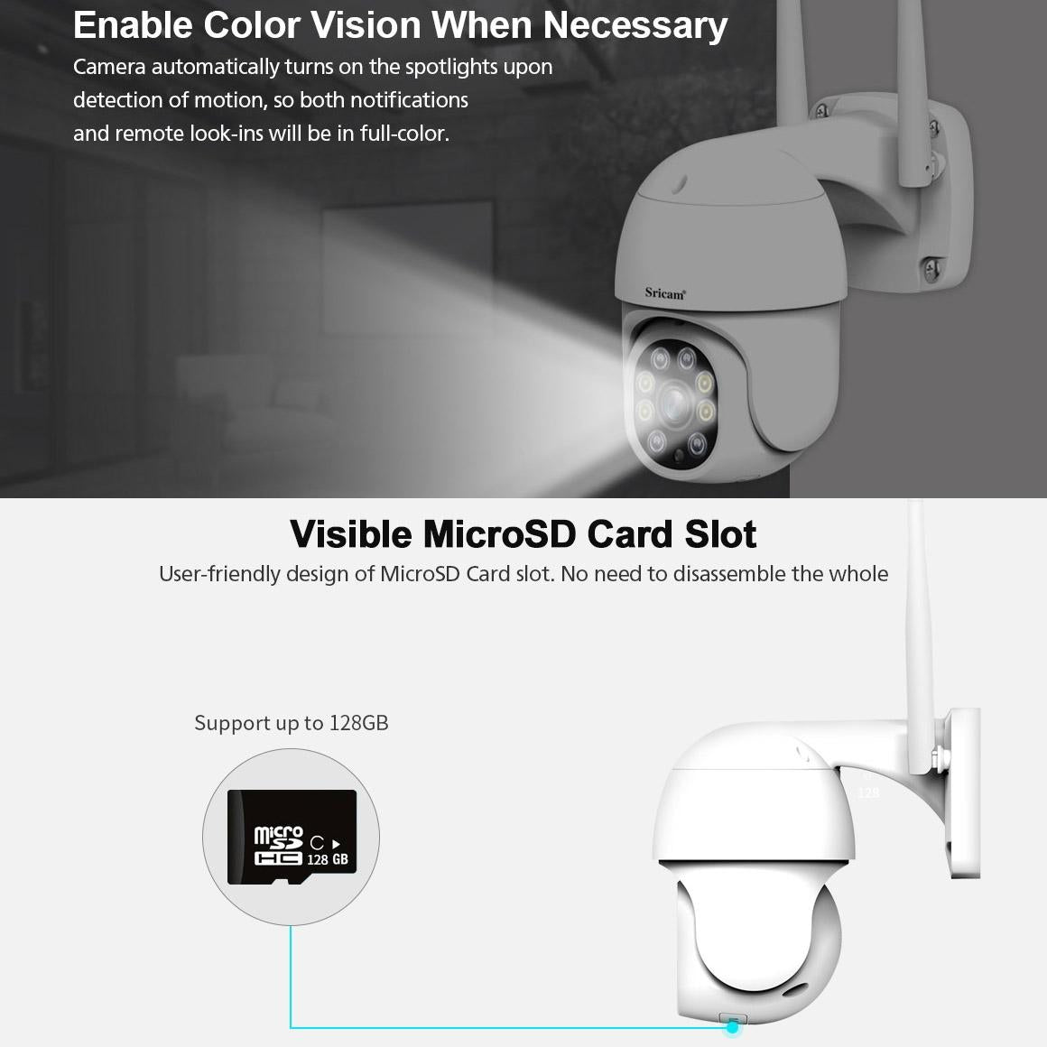 Outdoor Ptz Camera With 1080P Hd Two-Way Audio Motion & Humanoid Detection Colour Night Vision Tf Card Support-1964932157076017154