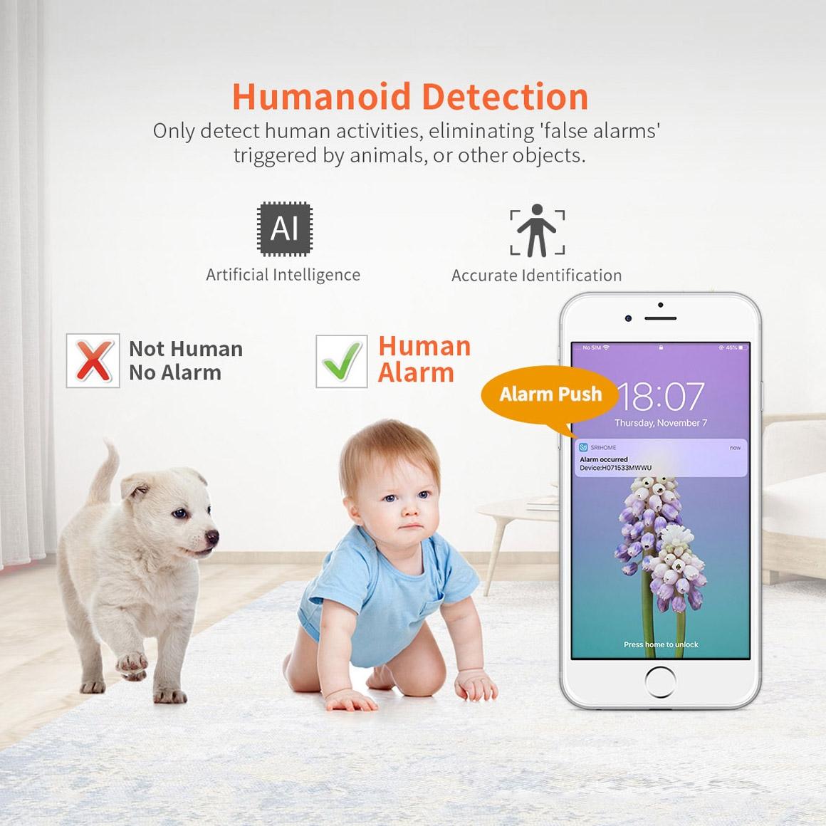 Ai Camera With 3.0Mp 1296P Hd Two-Way Talk Motion & Humanoid Detection Night Vision Tf Card Support-1964932156727889926