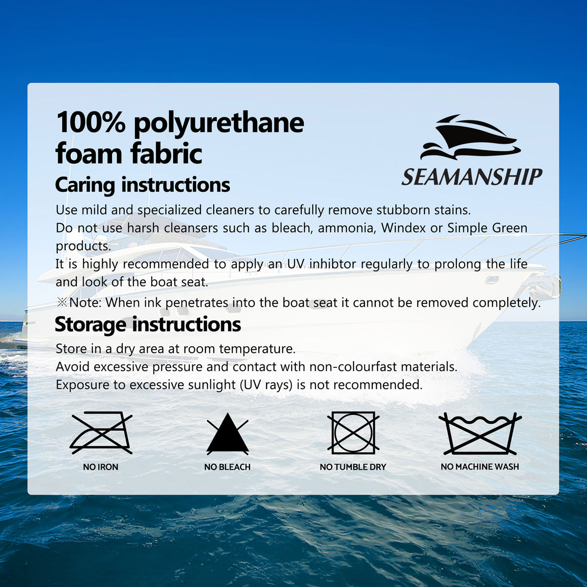 Seamanship 2X Folding Boat Seats with 2X Adjustable Pedestals 55–75cm Marine Swivel Low Back 13cm Padding White Blue