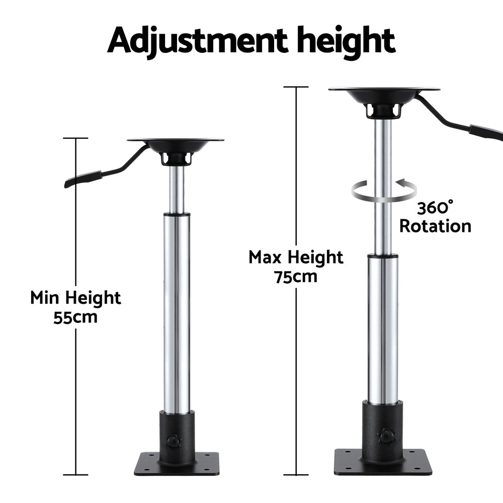 Seamanship Boat Seat Pedestal 55-75cm Adjustable Gas Lift 360 Degrees Swivel