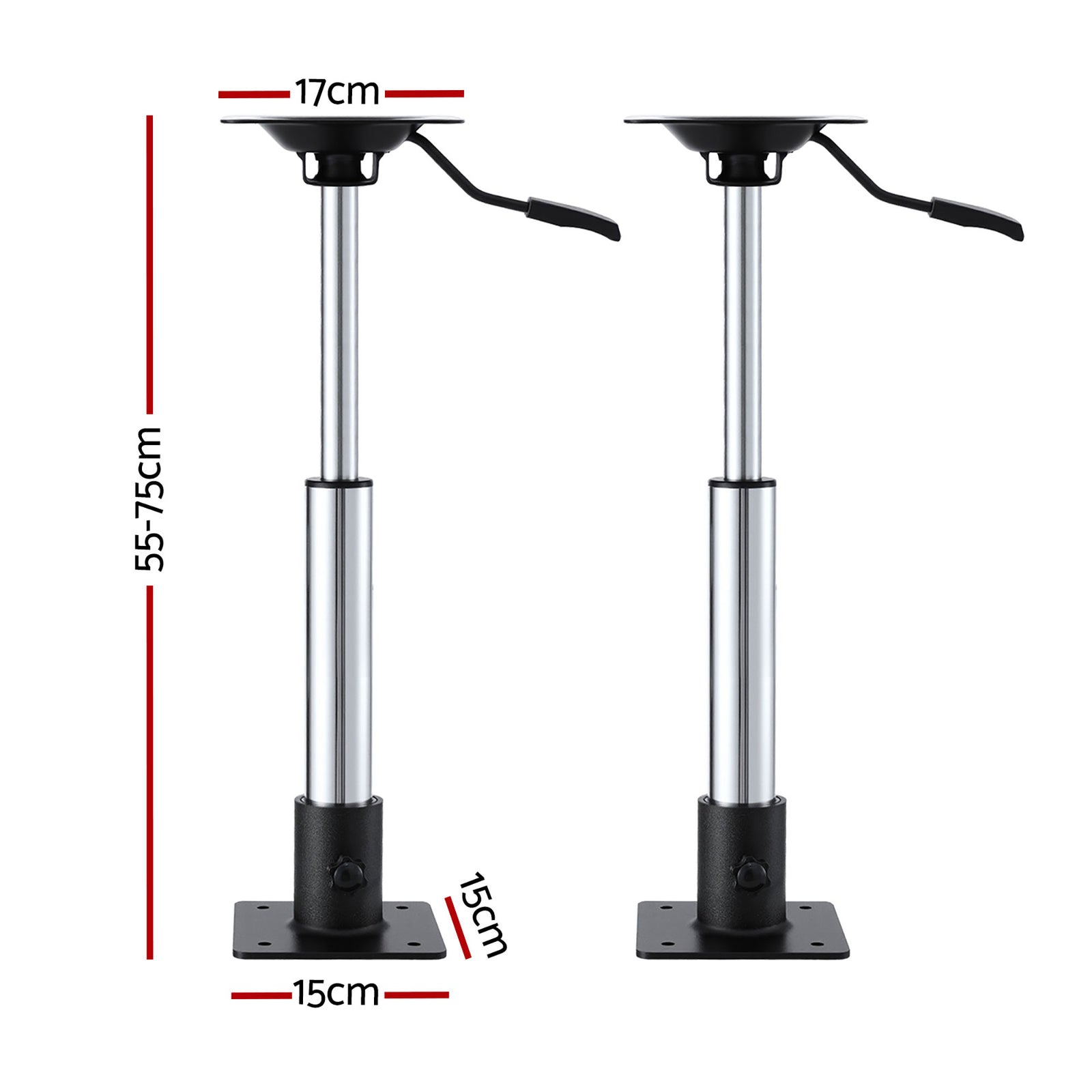 Seamanship Boat Seat Pedestal 55–75cm Adjustable Gas Lift 360 Degrees Swivel 2 Pack