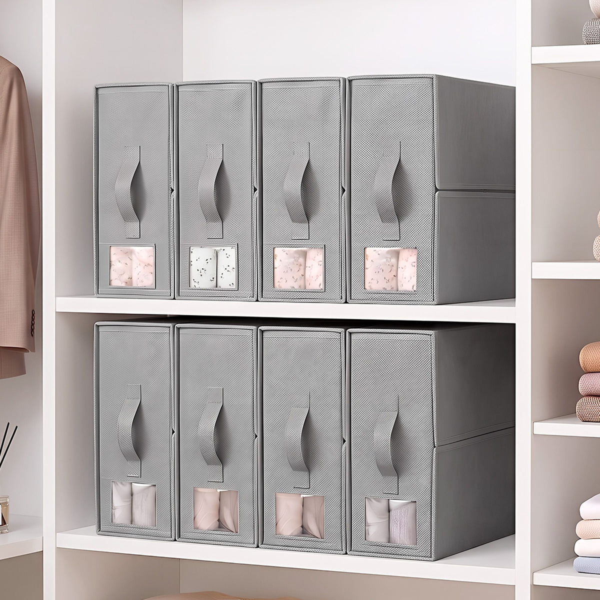 Artiss Bed Sheet Organisers Box Set 8Pcs Storage King Size Bedding Foldable Grey