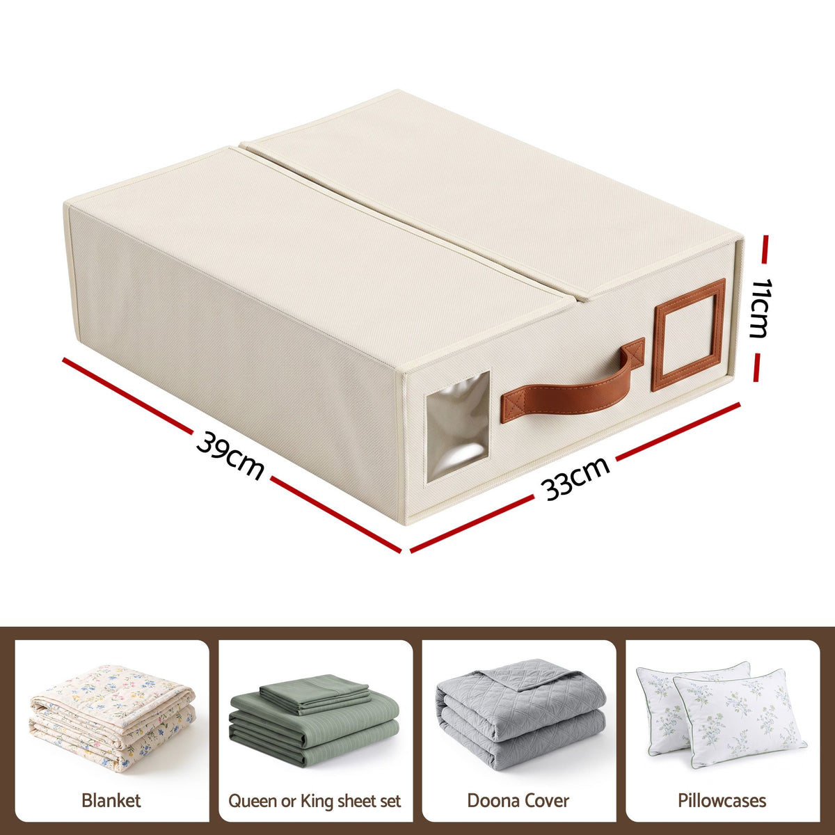 Artiss Bed Sheet Organisers Box 4Pcs Storage King Size Bedding Foldable Beige