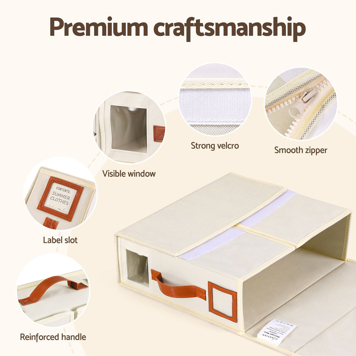 Artiss Bed Sheet Organisers Box 4Pcs Storage King Size Bedding Foldable Beige