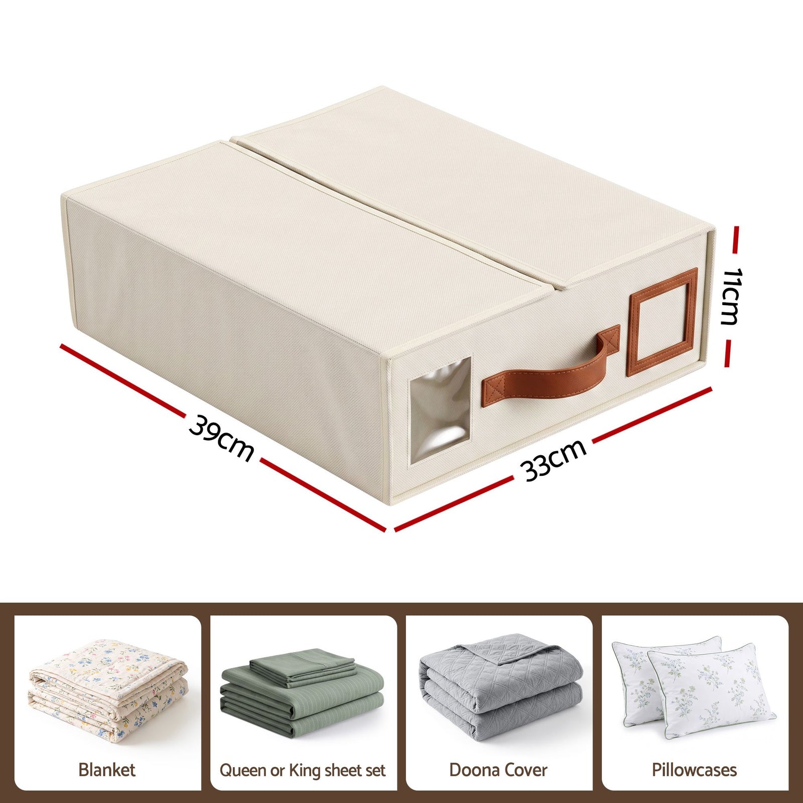 Artiss Bed Sheet Organisers Box 8Pcs Storage King Size Bedding Foldable Beige