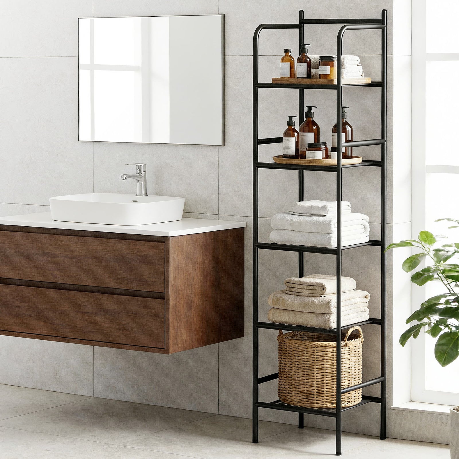 Artiss 5 Tier Floor Standing Corner Shower Caddy Bathroom Organizer Black
