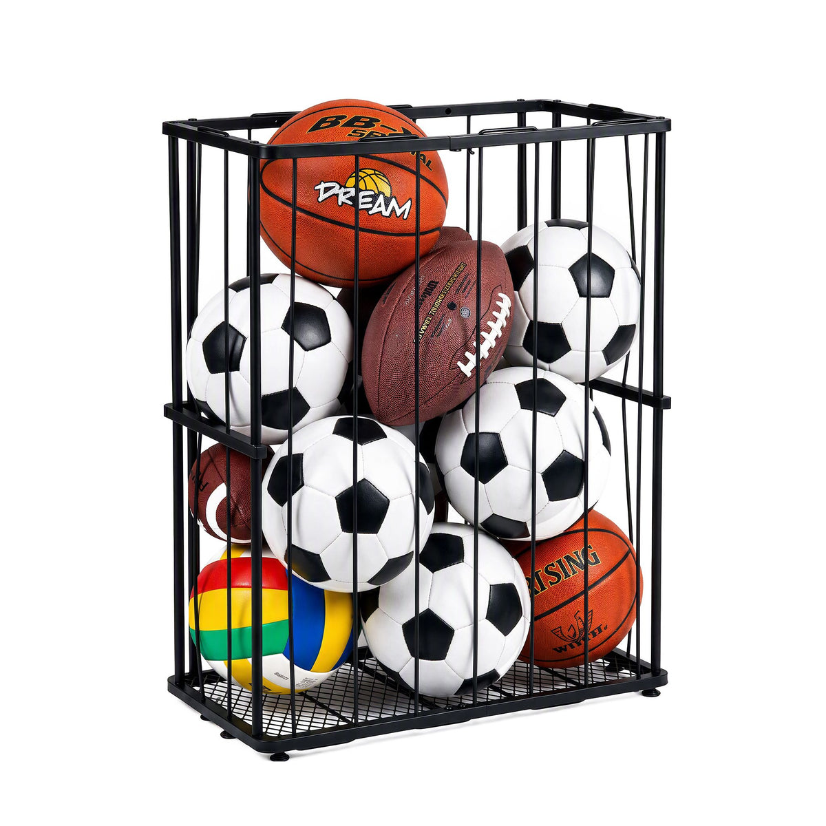 Everfit Ball Storage Rack Elastic Rope Ball Rack Wall Mounted &amp; Floor Organizer