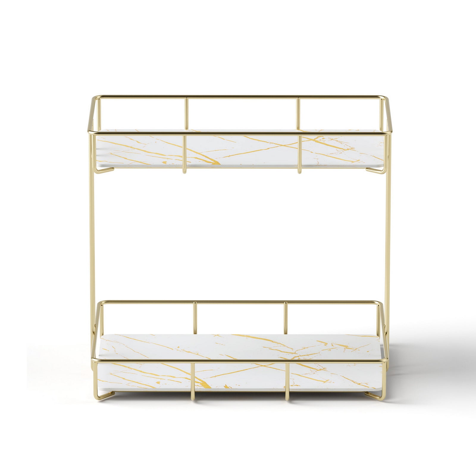 Artiss Bathroom Storage Rack 2 Tier Corner Organiser Gold Marble Look