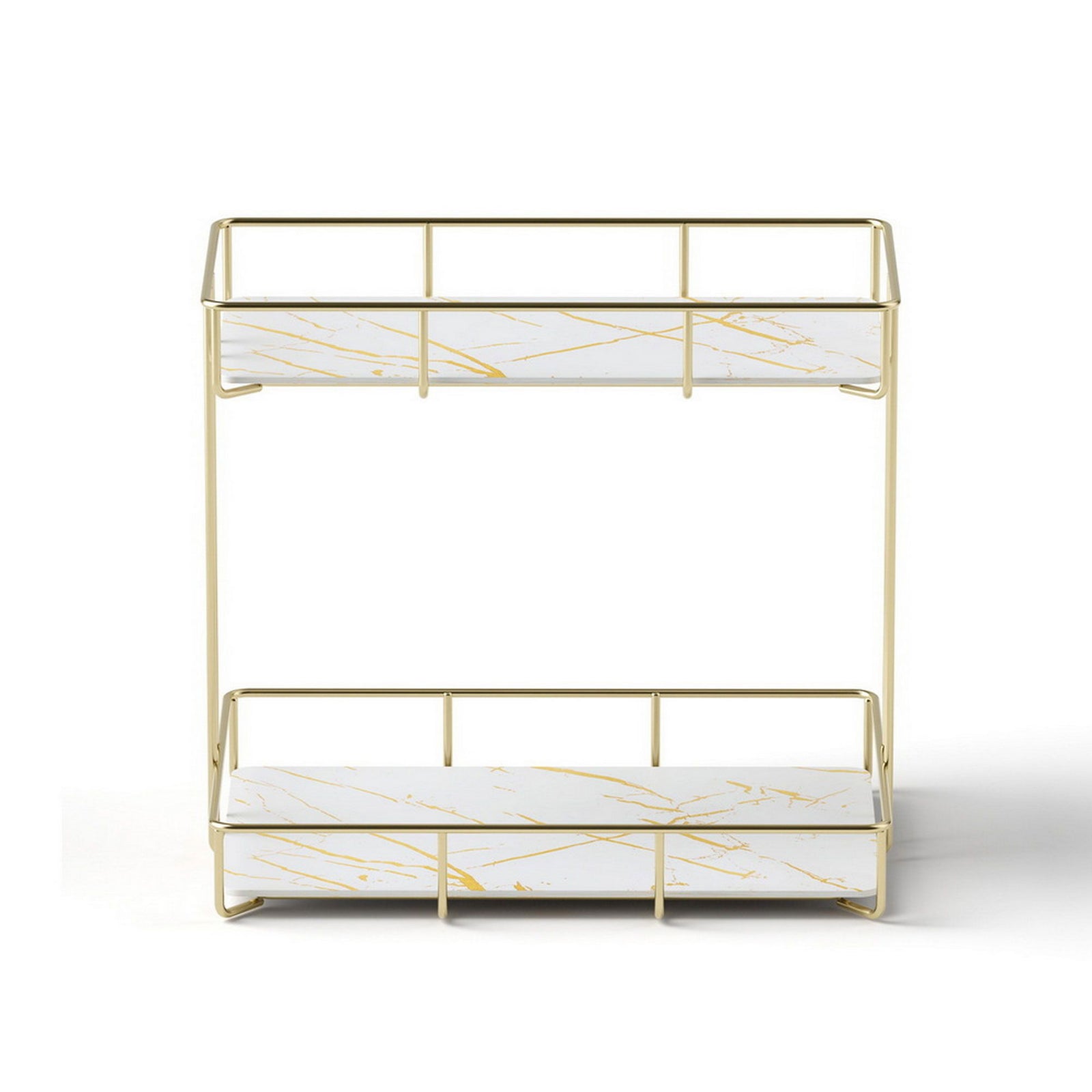 Artiss 2X Bathroom Storage Rack 2 Tier Corner Organiser Gold Marble Look