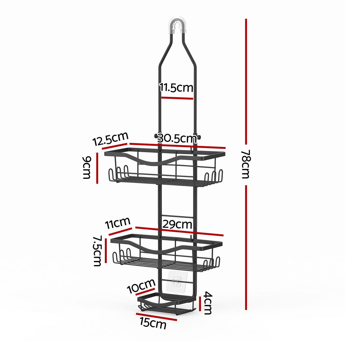 Artiss Shower Caddy Hanging Bathroom Organiser Over Head Black