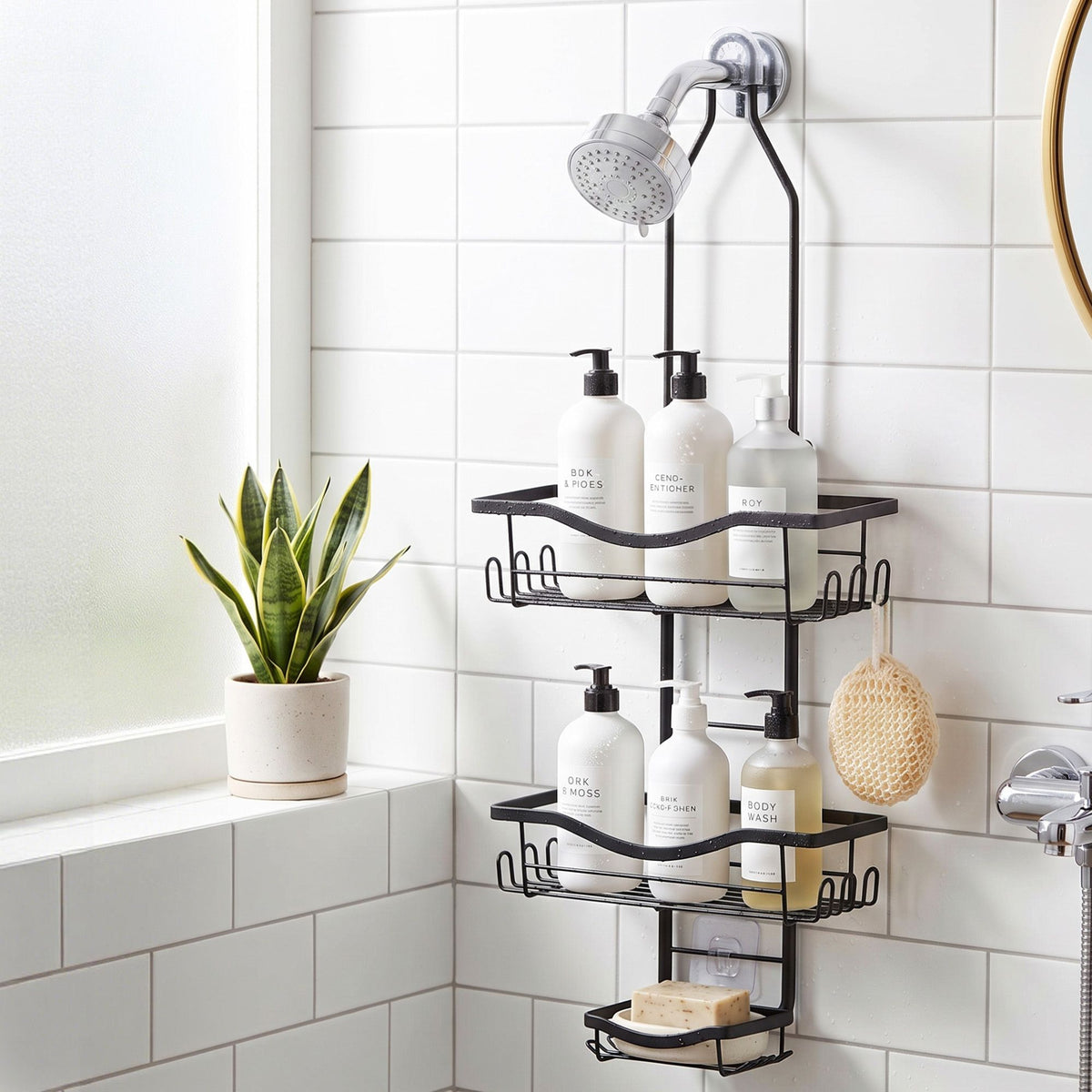 Artiss Shower Caddy Hanging Bathroom Organiser Over Head Black
