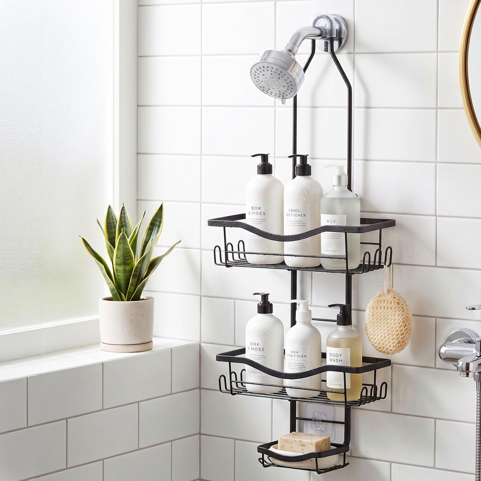 Artiss Shower Caddy Hanging Bathroom Organiser Over Head Black