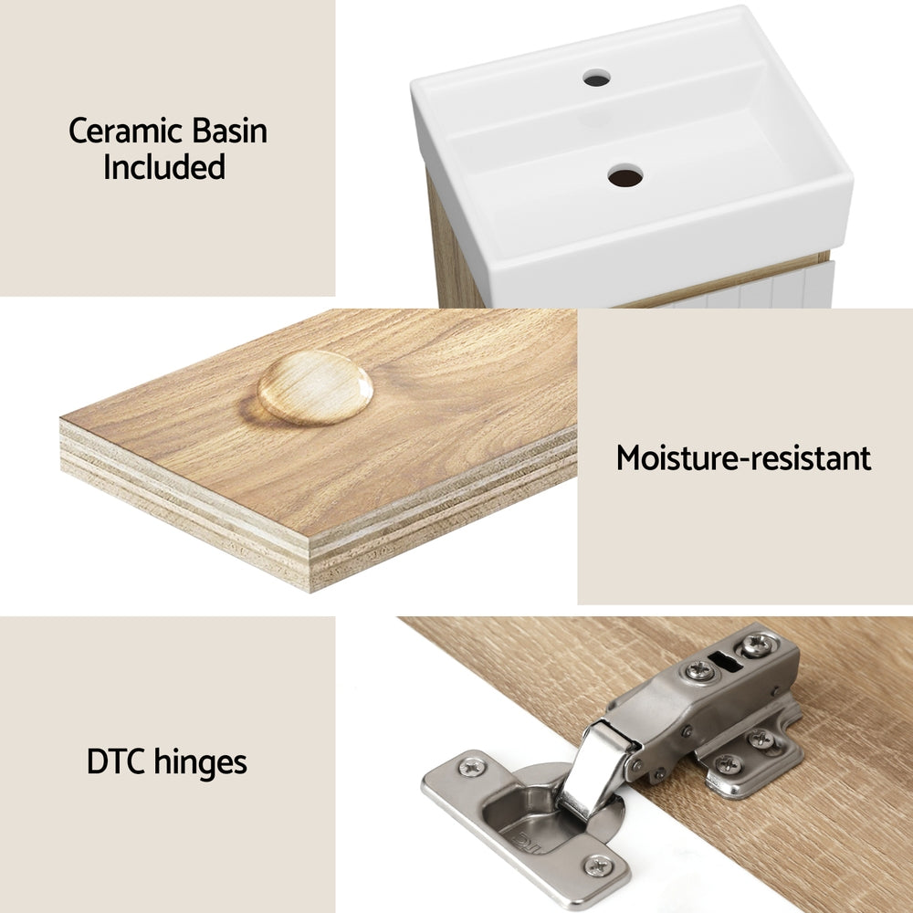 Cefito Vanity Unit 445mm Basin Bathroom Cabinet Storage Wall Hung Sink White