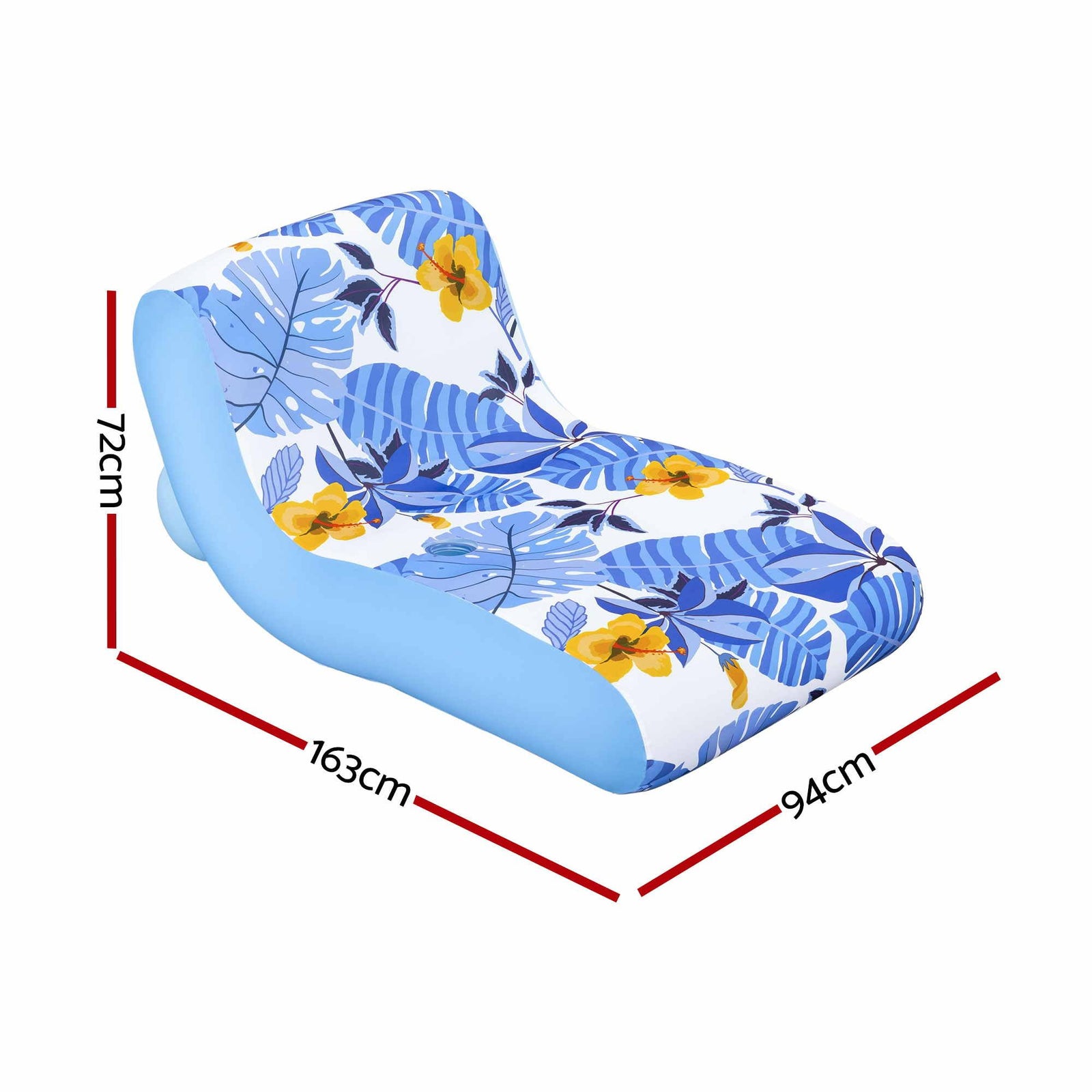 Bestway Inflatable Pool Float Sun Lounger with Cup Holder 163x94cm Blue