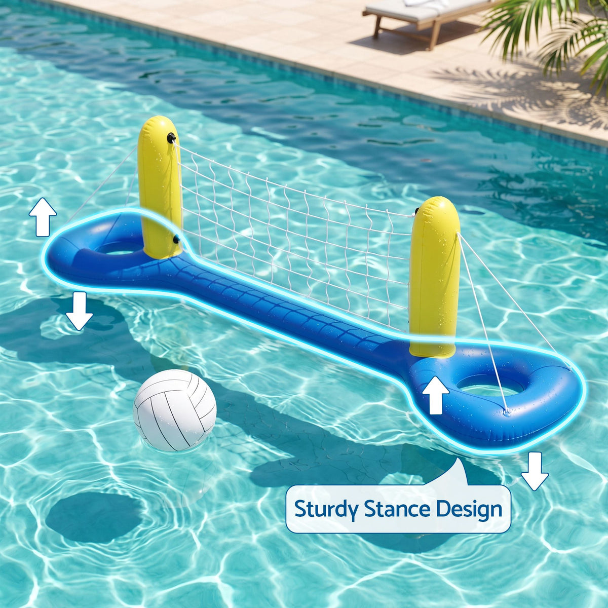 Bestway Floating Pool Volleyball Net Set with Ball 252cm x 64cm Blue