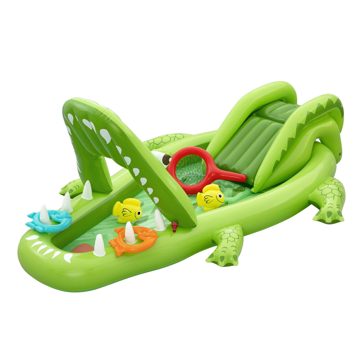Bestway Inflatable Alligator Kids Play Pool with Slide 234cmx163cm Green