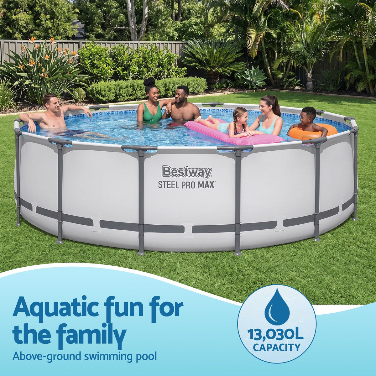 Bestway Swimming Pools 427cm x 107cm Steel Above Ground Round Backyard Pool Set White