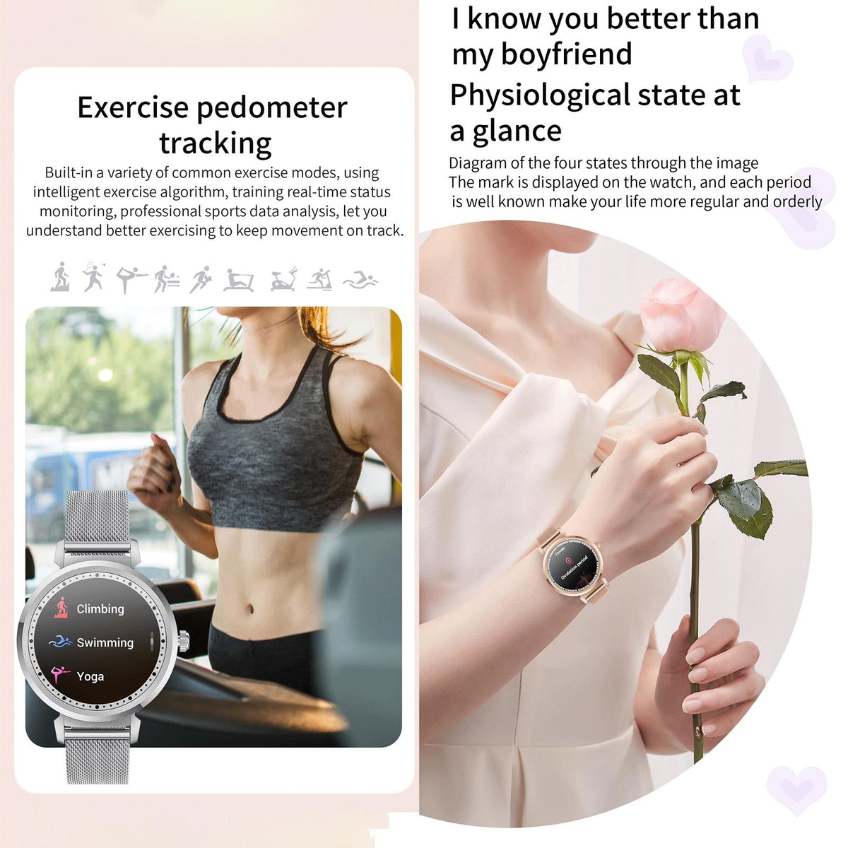Health Monitoring Smart Watch With Heart Rate And Blood Pressure Options-1915196598065958921