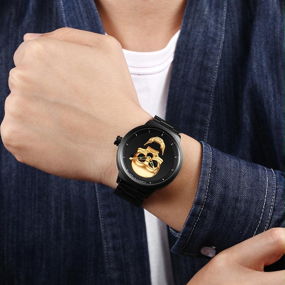 Stainless Steel Men Quartz Watch - Gold Band-1915196564683493382