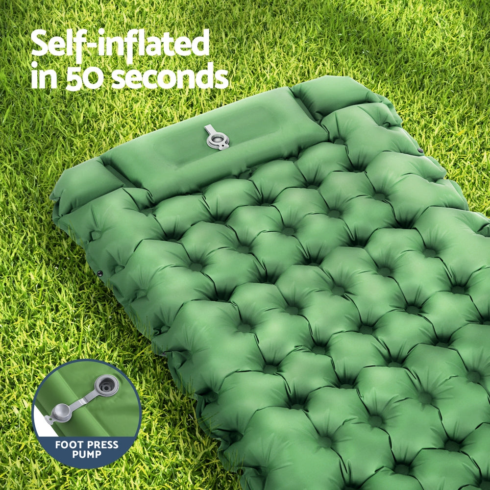 Weisshorn Self Inflating Mattress Camping Sleeping Mat Air Bed Pad Single Pillow