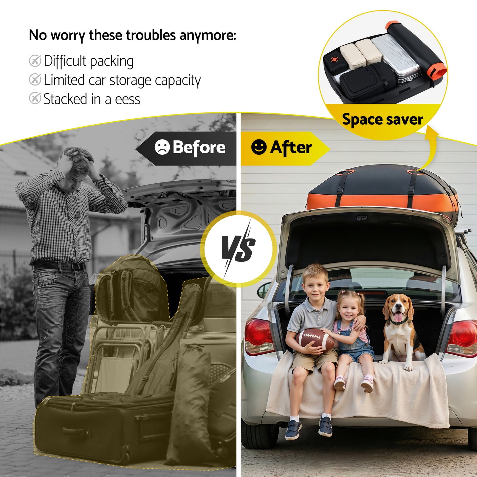 Giantz Roof Top Cargo Bag Waterproof Car Luggage Carrier 15 Cubic Ft Universal