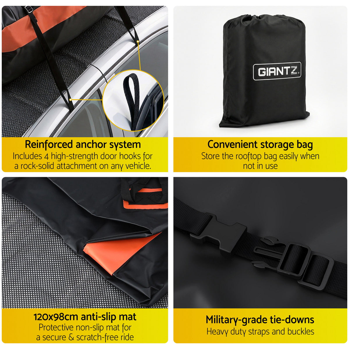 Giantz Roof Top Cargo Bag Waterproof Car Luggage Carrier 15 Cubic Ft Universal