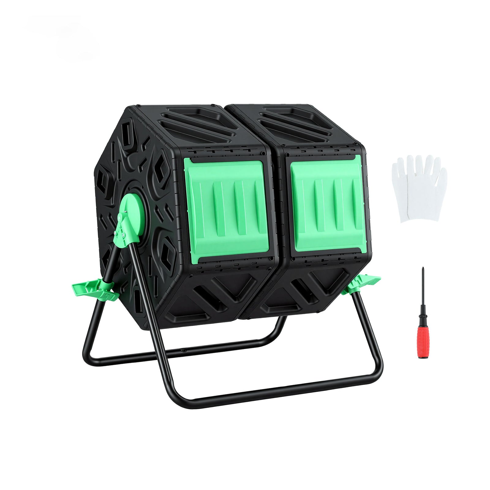 Gardeon Compost Bin Dual-Chamber 130L Composter Tumbler Rotating Garden Recycle Food Waste