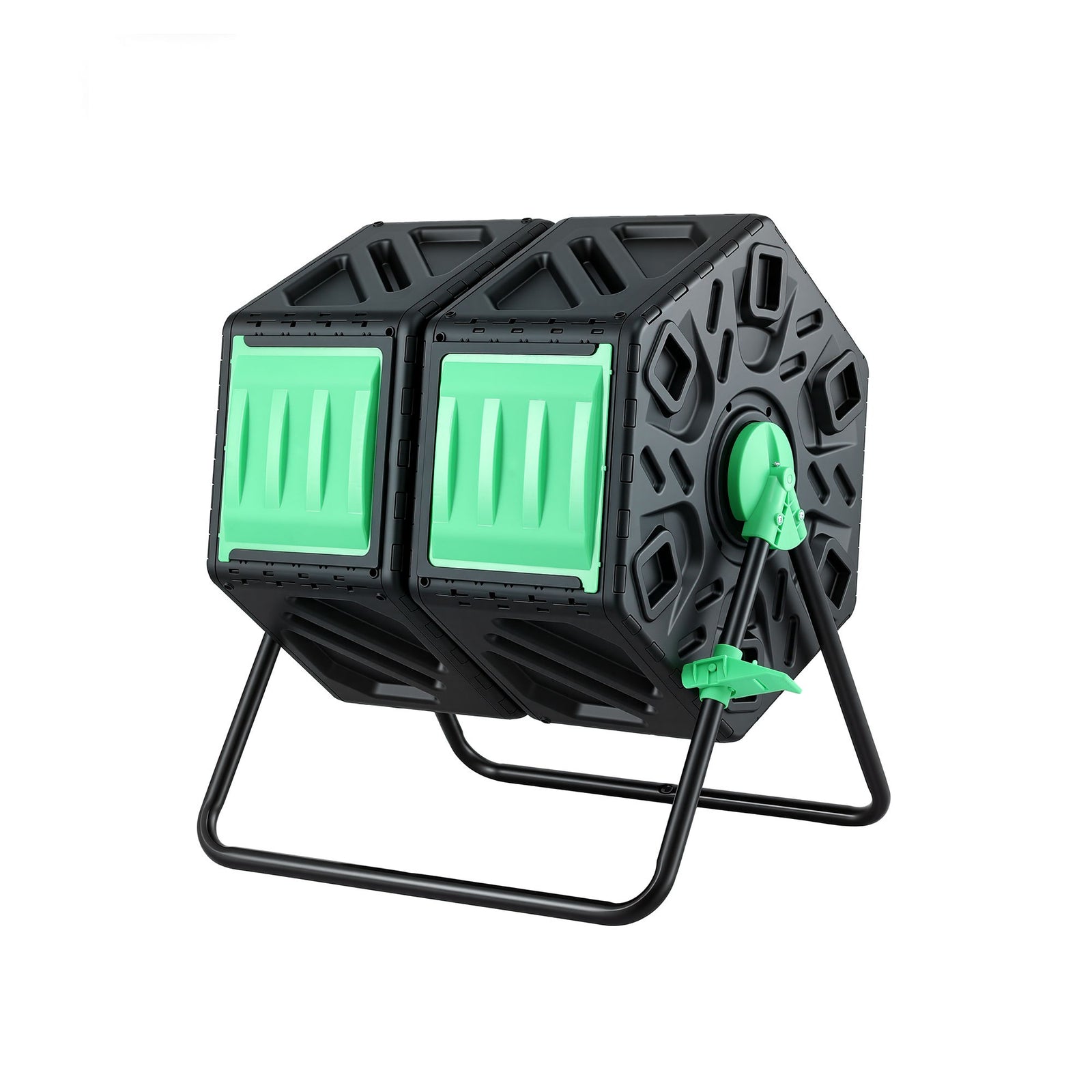 Gardeon Compost Bin Dual-Chamber 130L Composter Tumbler Rotating Garden Recycle Food Waste