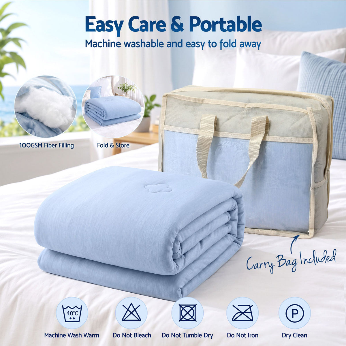 Giselle Cooling Blanket 140cm x 210cm Single Summer Quilt Sleepers Double Sided